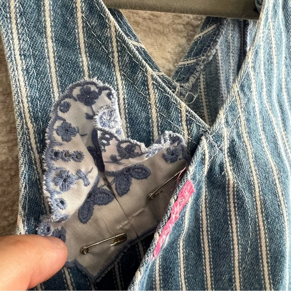 Osh Kosh B’Gosh Vintage Retro Denim Stripe Blue Overalls Infant Size 24‎ Months